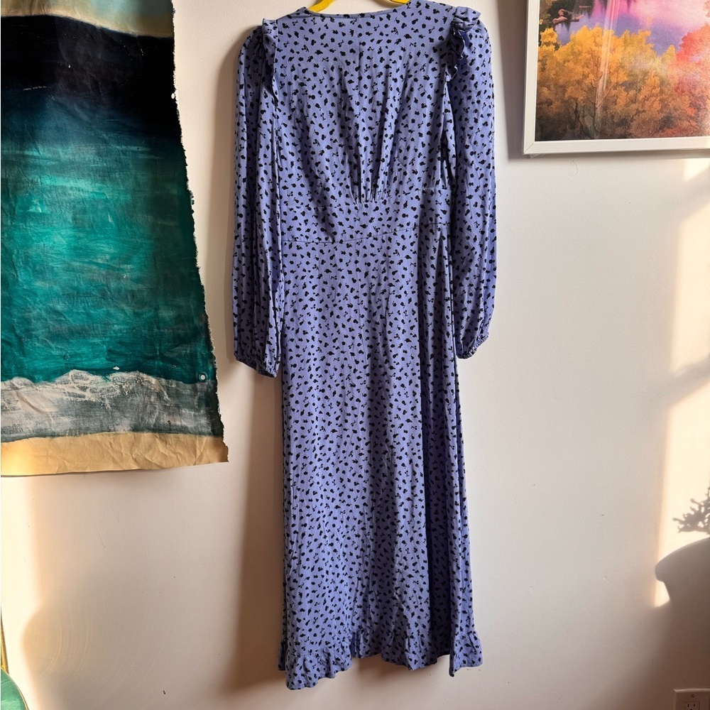 NWOT Nobody’s Child Lila Midi Dress Blue Black Fruit Motif Size 2 - Picture 5 of 7
